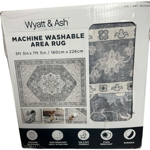 Washable Indoor Area Rug Darya, 5.3’ x 7.5’ - Picture 5 of 5